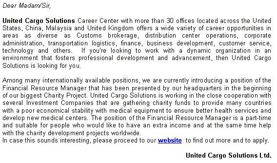 United Cargo spam