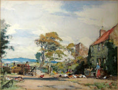 Farmyard Scene, watercolour by Robert Eadie