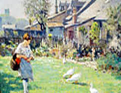 Girl Feeding Ducks by Robert Eadie