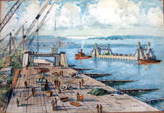 Mulberry Harbours under construction by Robert Eadie