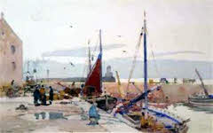 Docked Fishing Boats by Robert Eadie