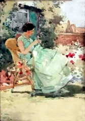 Woman in the garden by Robert Eadie