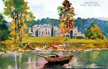 Abbotsford from the Tweed, from a water colour by R Eadie