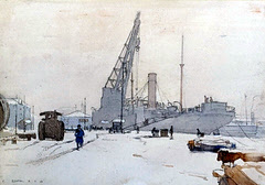 Glasgow Docks in Winter (1929) by Robert Eadie