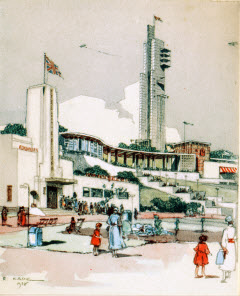 1938 Empire Exhibition, Glasgow, painted by Robert Eadie