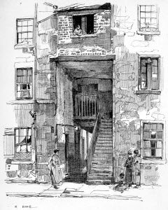 Old Close, Calton, Glasgow, drawn by Robert Eadie