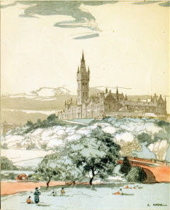 Glasgow University painted by Robert Eadie
