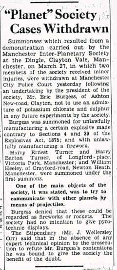Manchester Interplanetary Society rocket contest, 1937
