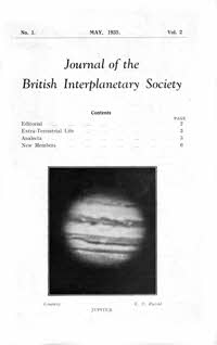 Journal of the British Interplanetary Society, May 1935, Vol. 2 No. 1 cover