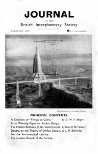 Journal of the British Interplanetary Society, Feb. 1937, Vol. 4 No. 1 cover