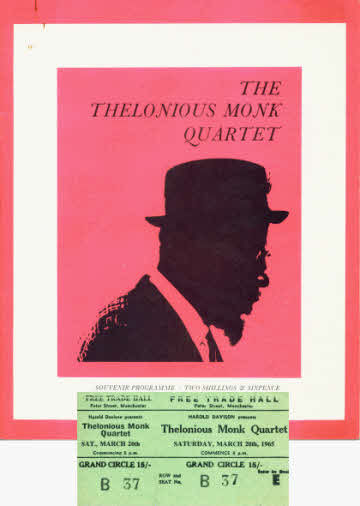 Thelonious Monk Souvenir programme & concert ticket