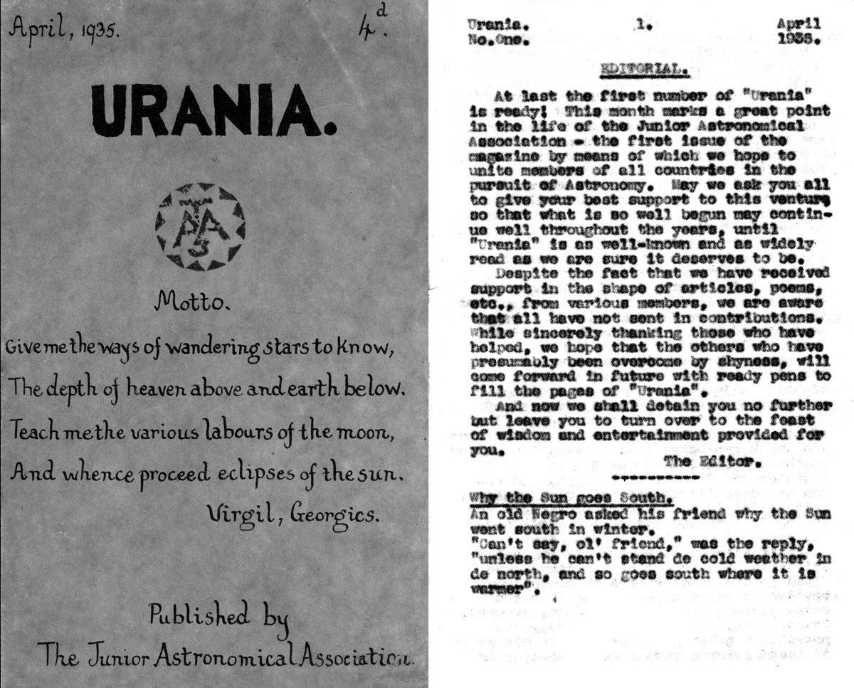 Urania, April 1939, edited by Marion Eadie