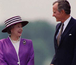 Queen Elizabeth II with President Bush the Elder