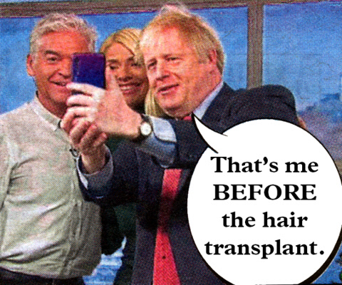 Boris Johnson showing photographs