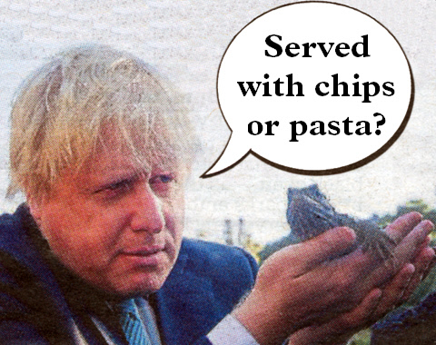 Boris Johnson with lizard: served with chips or pasta?