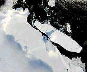 Ice breaking off Antarctica